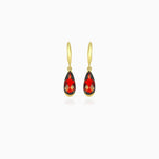 Simple pear cut garnet  dangling earrings