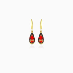 Simple pear cut garnet  dangling earrings