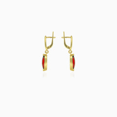 Simple pear cut garnet  dangling earrings