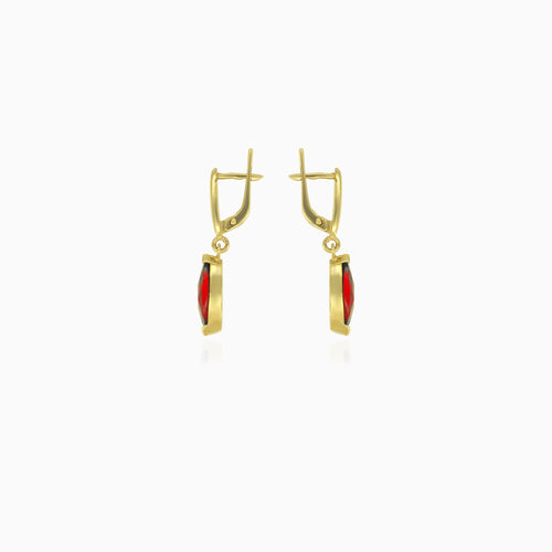 Simple pear cut garnet  dangling earrings
