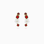 Pendientes con granate y cuarzo redondos