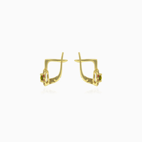 Ohrringe „Ewiger Glanz“ aus Gold mit Moldavit und Granat