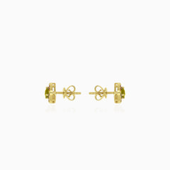 Harmony-Ohrringe in Gelbgold mit Moldavit und Granat