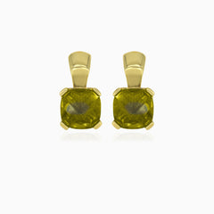 Moldavit-Kissen-Gold-Ohrhänger