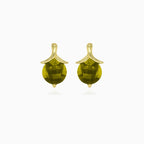 Moldavite elegance drop earrings in yellow gold