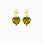 Hängeohrringe aus Gelbgold mit herzförmigem Moldavit