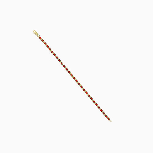 Pulsera exquisita de granate en corte esmeralda.