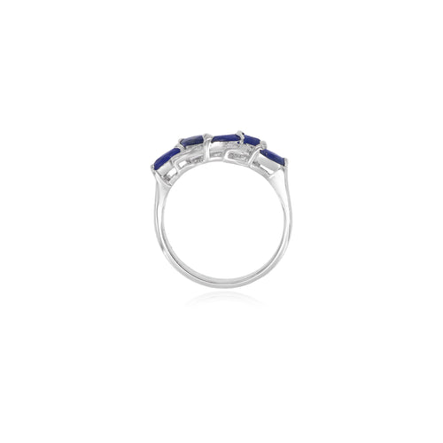 Anillo brillante con zafiro marquesa