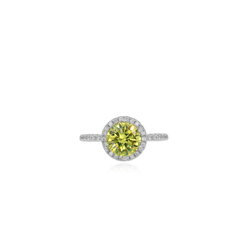 Silberner Halo-Ring mit Citrin