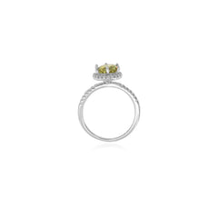 Silberner Halo-Ring mit Citrin