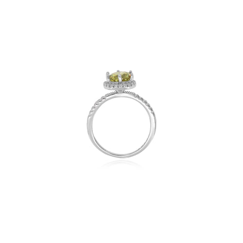 Silberner Halo-Ring mit Citrin