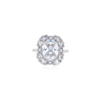 Ring mit Halo aus Zirkonia im Kissenschliff und Rundschliff