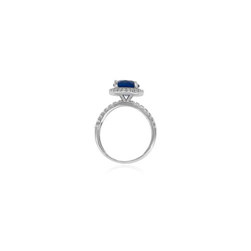Anillo halo con brillo de zafiro