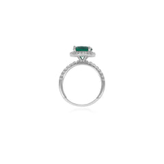 Halo-Ring mit funkelndem Smaragd