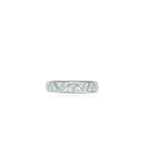 Sterling silver ring with white opal triangle design