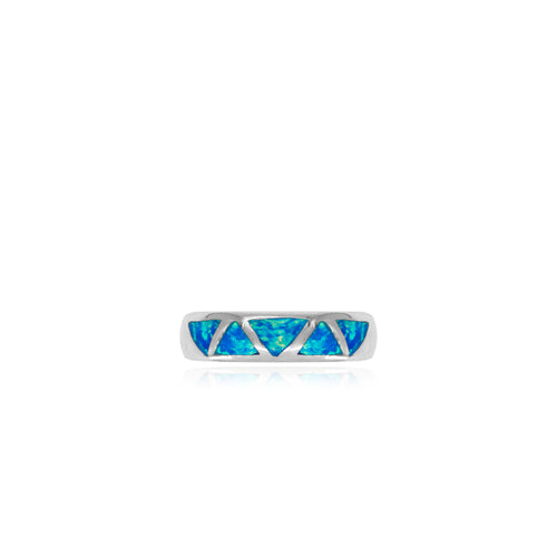 Ring aus Sterlingsilber mit blauem Opal in Dreieck-Design