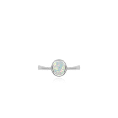 Sterling silver ring with white opal