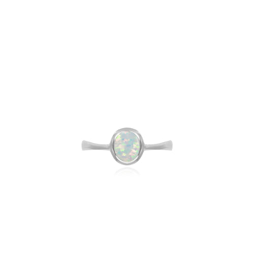 Sterlingsilberring mit weißem Opal
