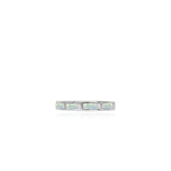 Simple silver ring with white opal