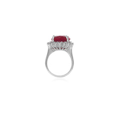 Halo-Ring aus Sterlingsilber mit ovalem Rubin