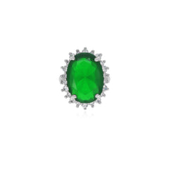 Halo-Sterlingsilber-Ring mit ovalem Smaragd