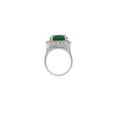 Halo-Sterlingsilber-Ring mit ovalem Smaragd