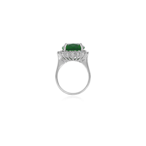 Halo-Sterlingsilber-Ring mit ovalem Smaragd