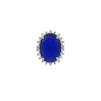Halo-Ring aus Sterlingsilber mit ovalem Saphir