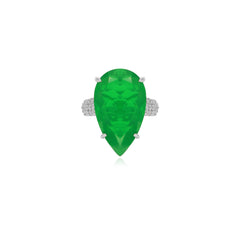 Sterling silver ring with pear emerald