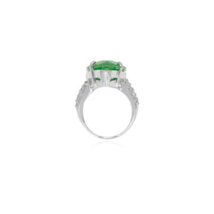 Anillo de plata de ley con esmeralda en forma de pera