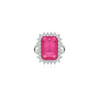 Smaragdschliff Rubin auf Sterling-Silber-Ring