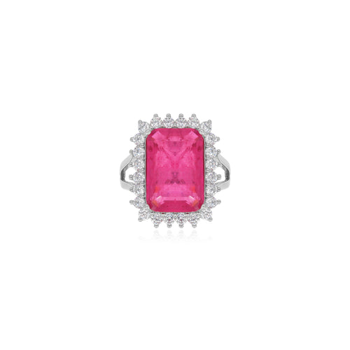 Smaragdschliff Rubin auf Sterling-Silber-Ring