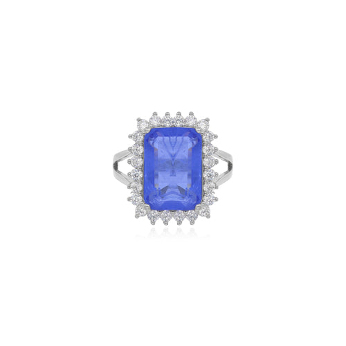 Smaragdschliff Saphir auf Sterling-Silber-Ring