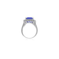 Smaragdschliff Saphir auf Sterling-Silber-Ring