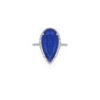 Halo-Ring aus Sterlingsilber mit tropfenförmigem Saphir