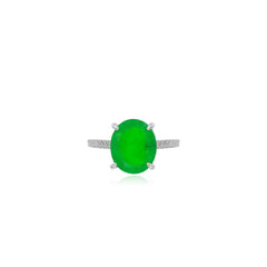 Oval cut emerald on sterling silver ring