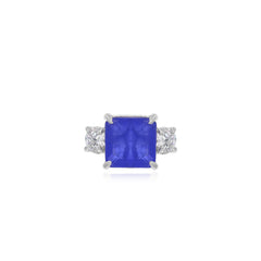 Sterling silver ring with princess-cut sapphire
