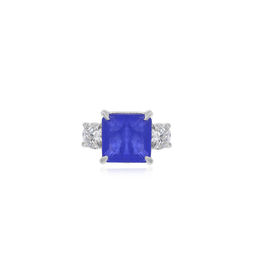 Sterlingsilberring mit Prinzessschliff-Saphir