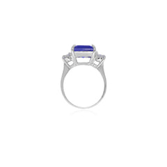 Sterling silver ring with princess-cut sapphire