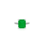 Sterling silver ring with emerald step cut emerald