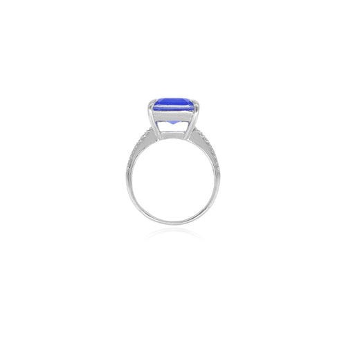 Ring aus Sterlingsilber mit smaragdgeschliffenem Saphir
