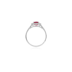 Anillo de plata esterlina con rubí ovalado Halo