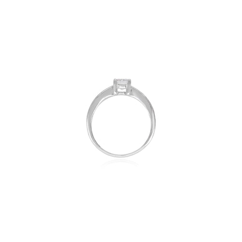 Sterlingsilberring mit runden und Baguette-Zirkonia
