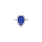 Ring aus Sterlingsilber mit tropfenförmigem Saphir und runden Zirkonia