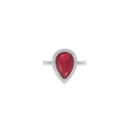 Ring aus Sterlingsilber mit tropfenförmigem Rubin und runden Zirkonia