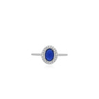 Sterlingsilber-Halo-Ring mit ovalem Saphir
