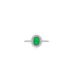 Sterlingsilber-Halo-Ring mit ovalem Smaragd