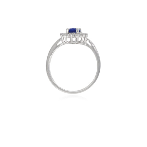 Sterlingsilber-Halo-Ring mit Saphir