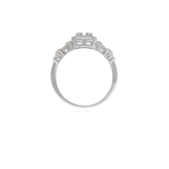 Elegant halo sterling silver ring for women