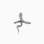 Sleek silver snake design women ring